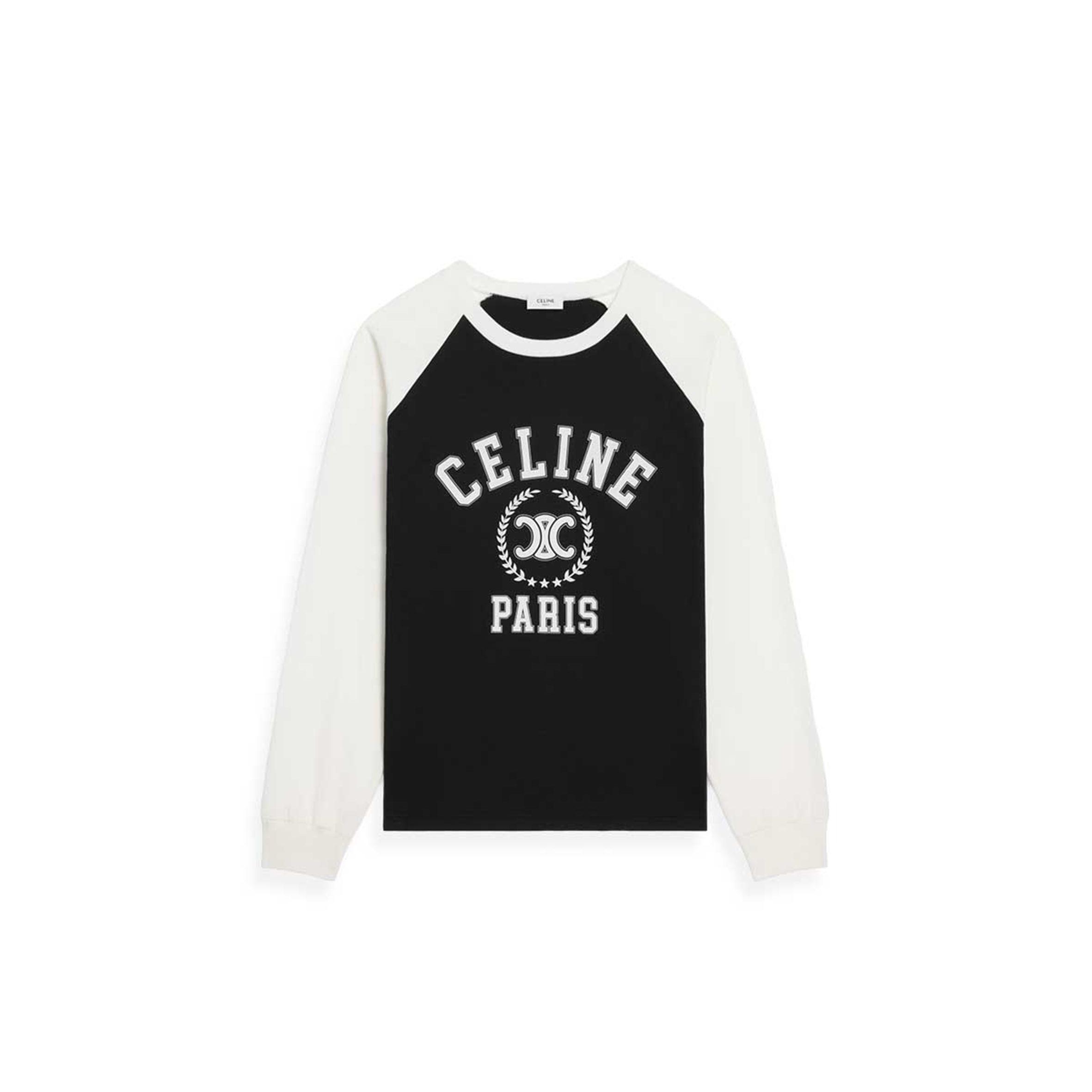 CELINE LOOSE T-SHIRT IN COTTON JERSEY BLACK OFF WHITE RX09Y0I07.38OW